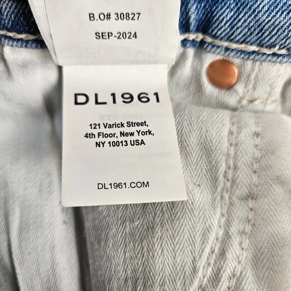 $209 DL1961 Hepburn Wide Leg High Rise Ankle Jeans Freshwater Light Wash Size 24